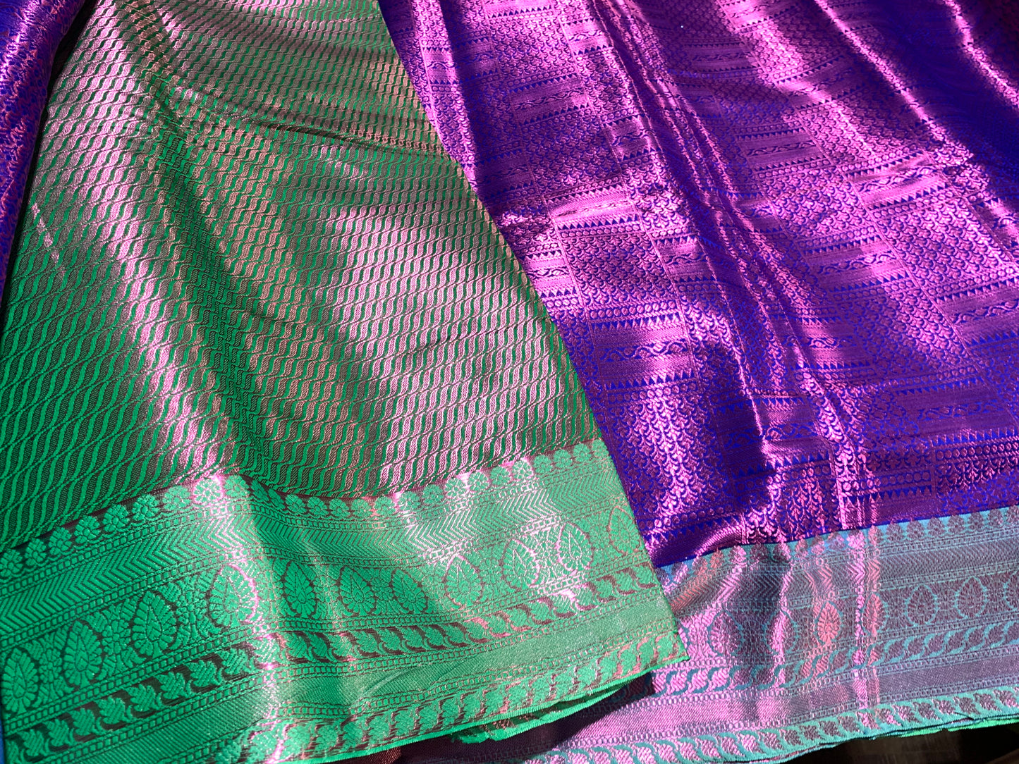 Semi silk saree in purple and blue