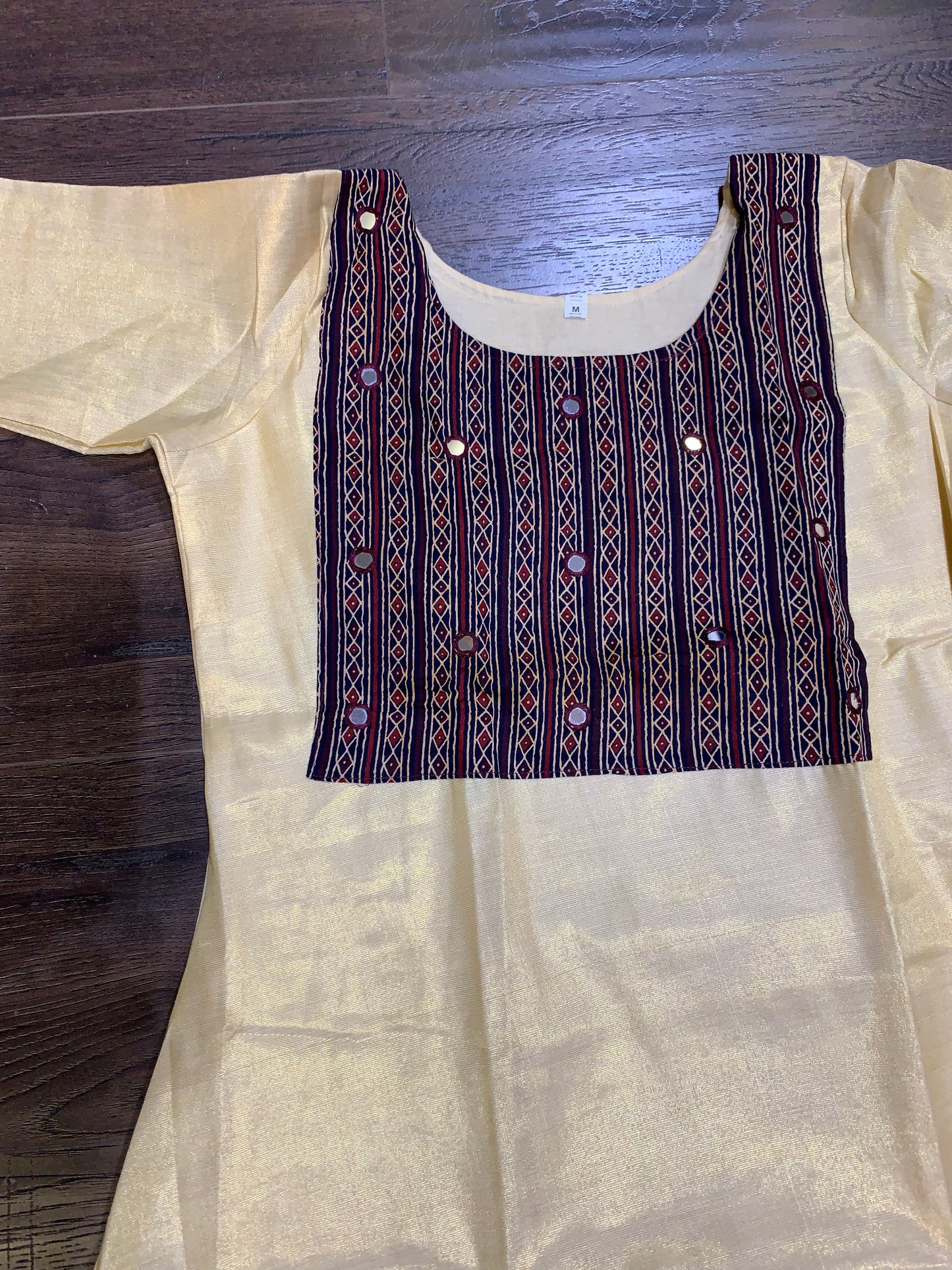 Anarkali golden tissue kurti