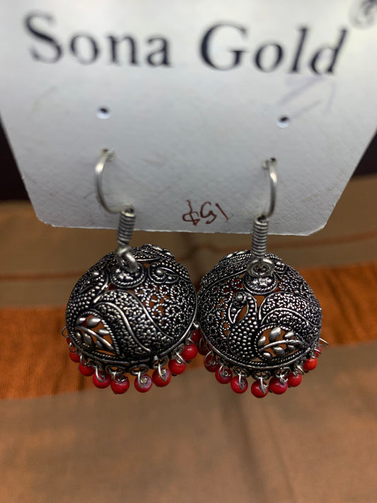 Oxidized silver jhumka earring