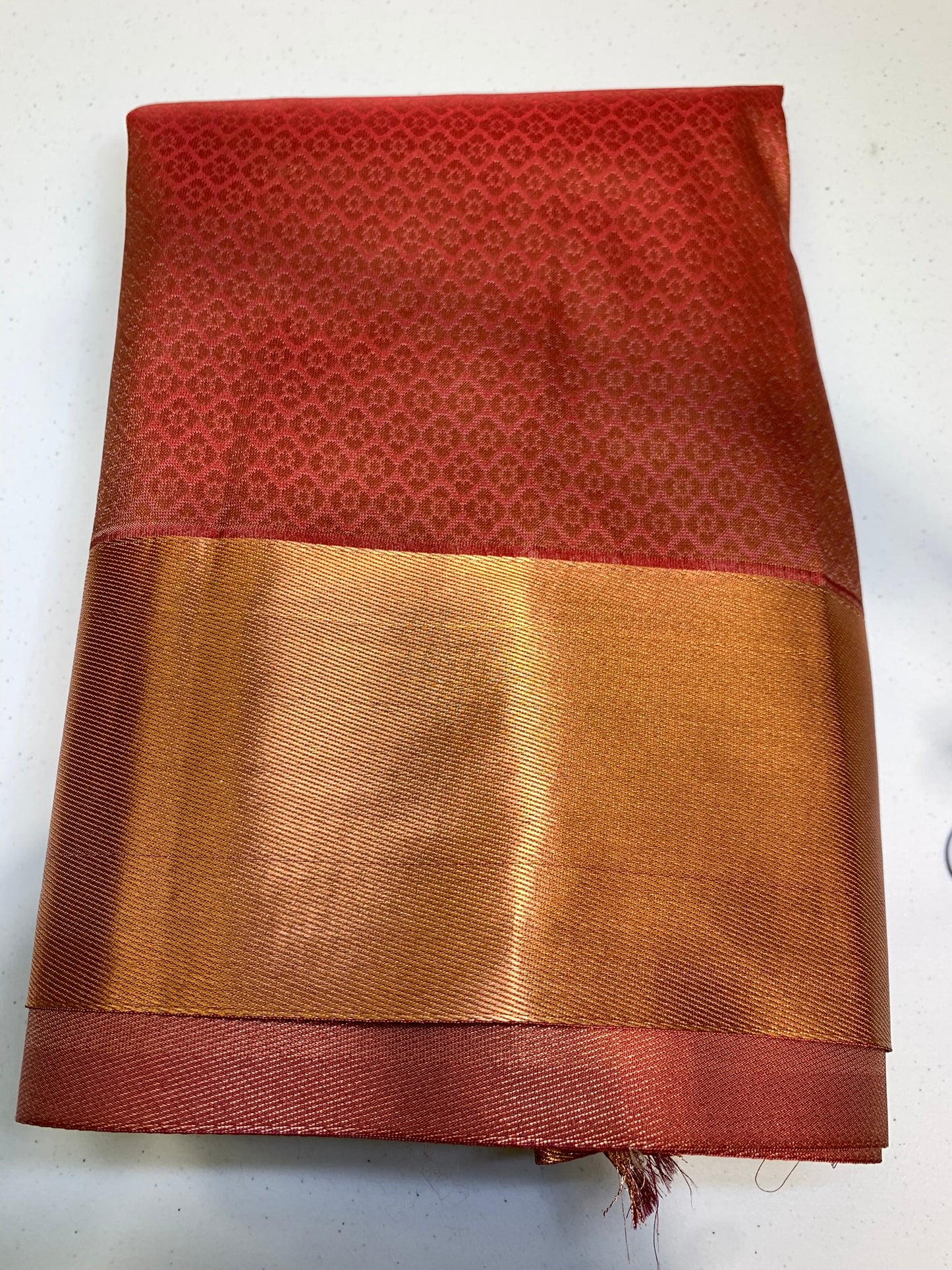 Red copper zari Art Silk Saree (unstitched blouse)