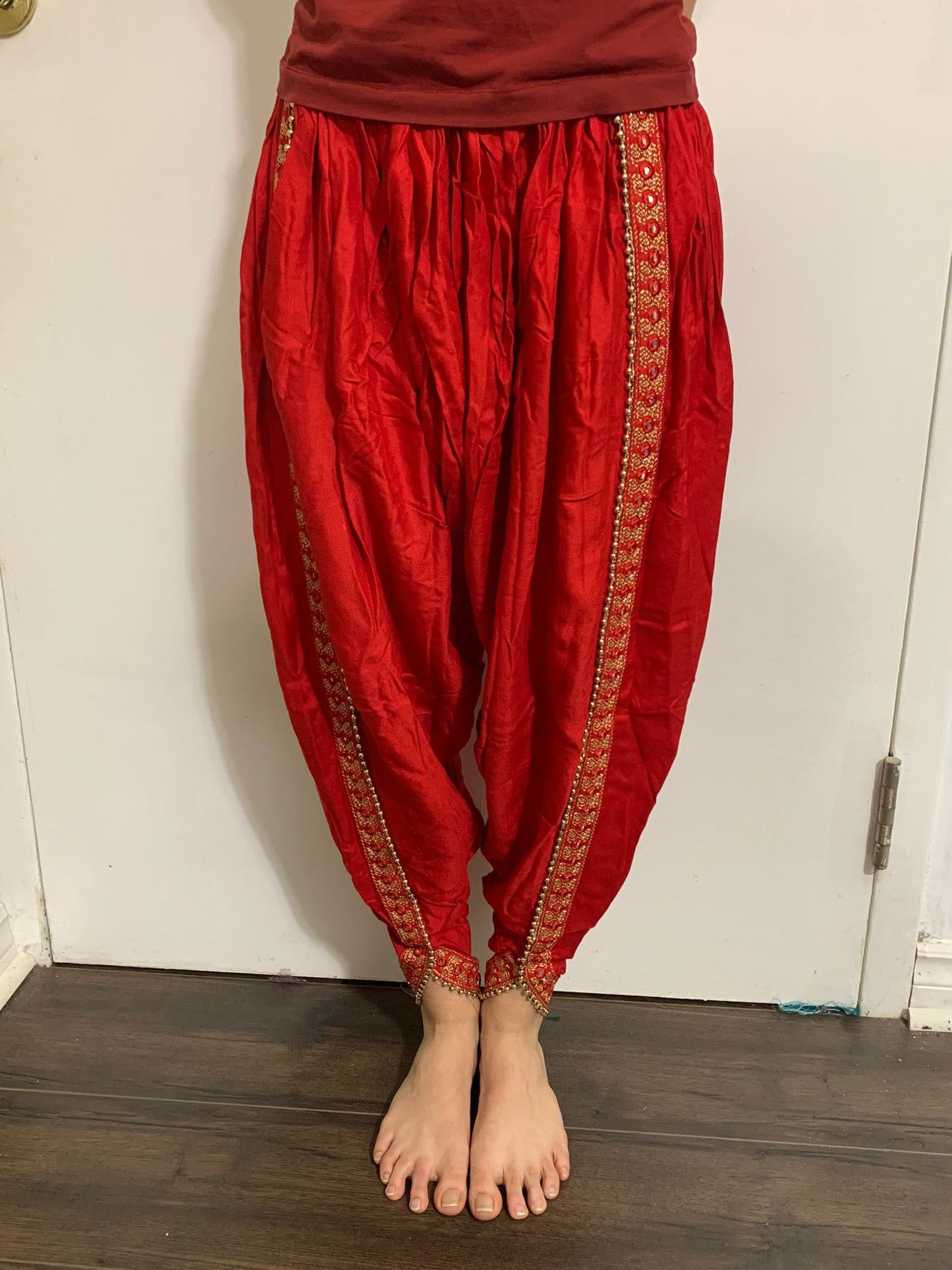 red or magenta tulip pant-rental