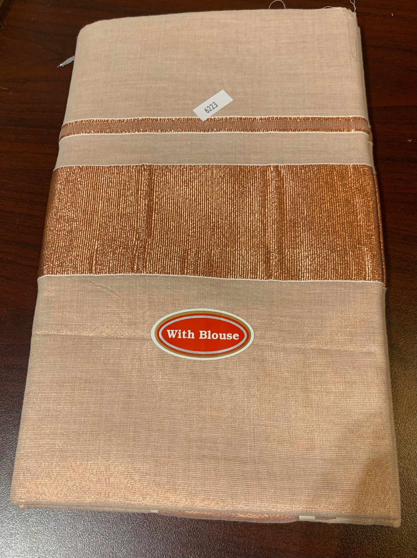 Copper tissue border saree