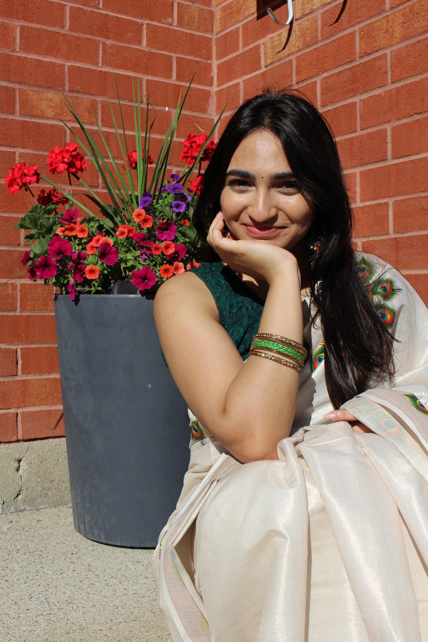 Kerala rose gold tissue saree with peacock feather design