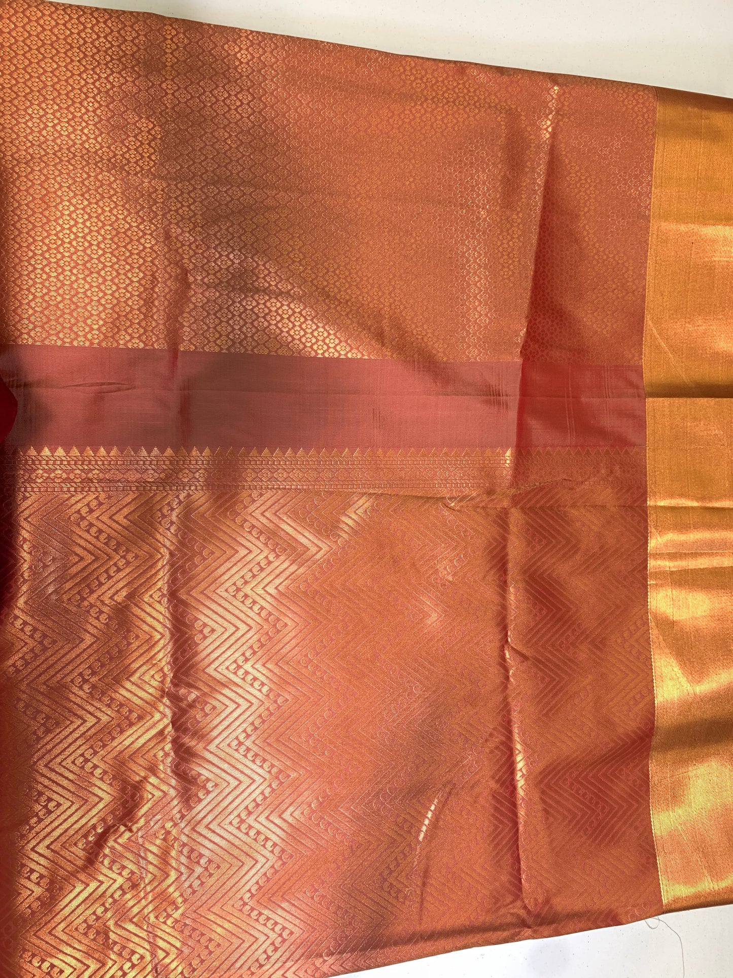 Red copper zari Art Silk Saree (unstitched blouse)