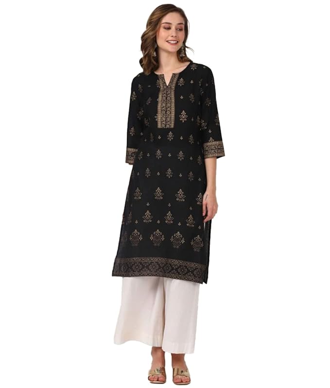 Cotton Knee Length Printed Straight Kurti for Women | Kurta for Women