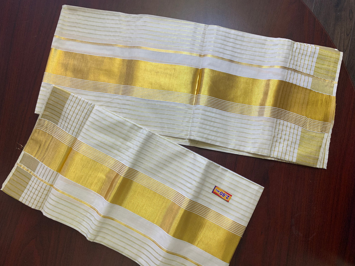 Kerala pure cotton golden blocks settu mundu