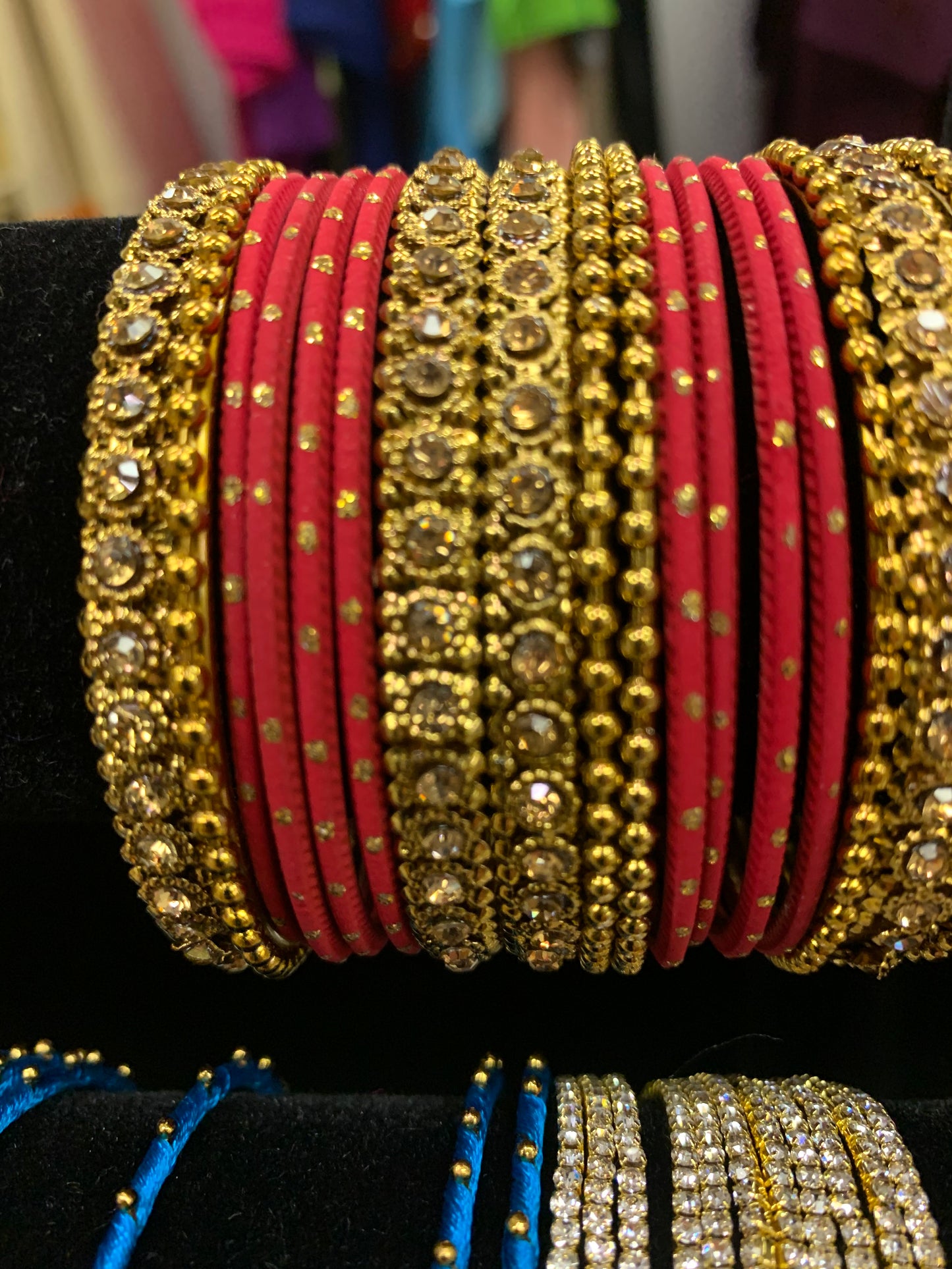 Red and antique gold bangle set