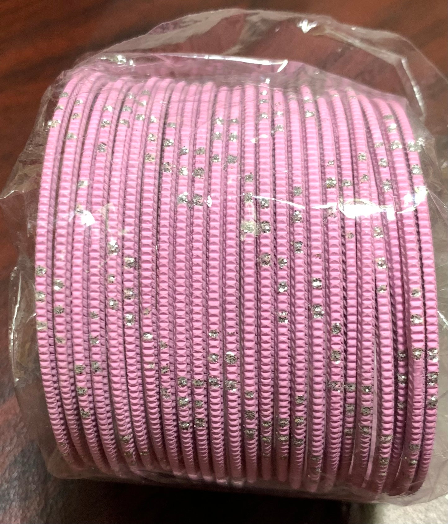 Pink Metal bangles with sliver spot design