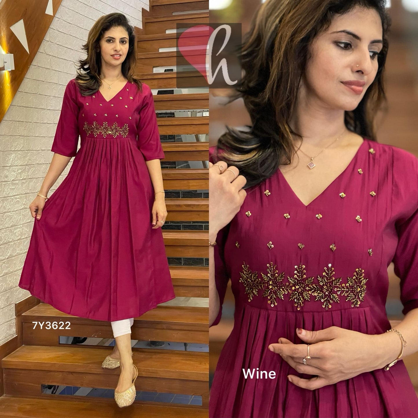 Semi occasional wear Alia cut kurti