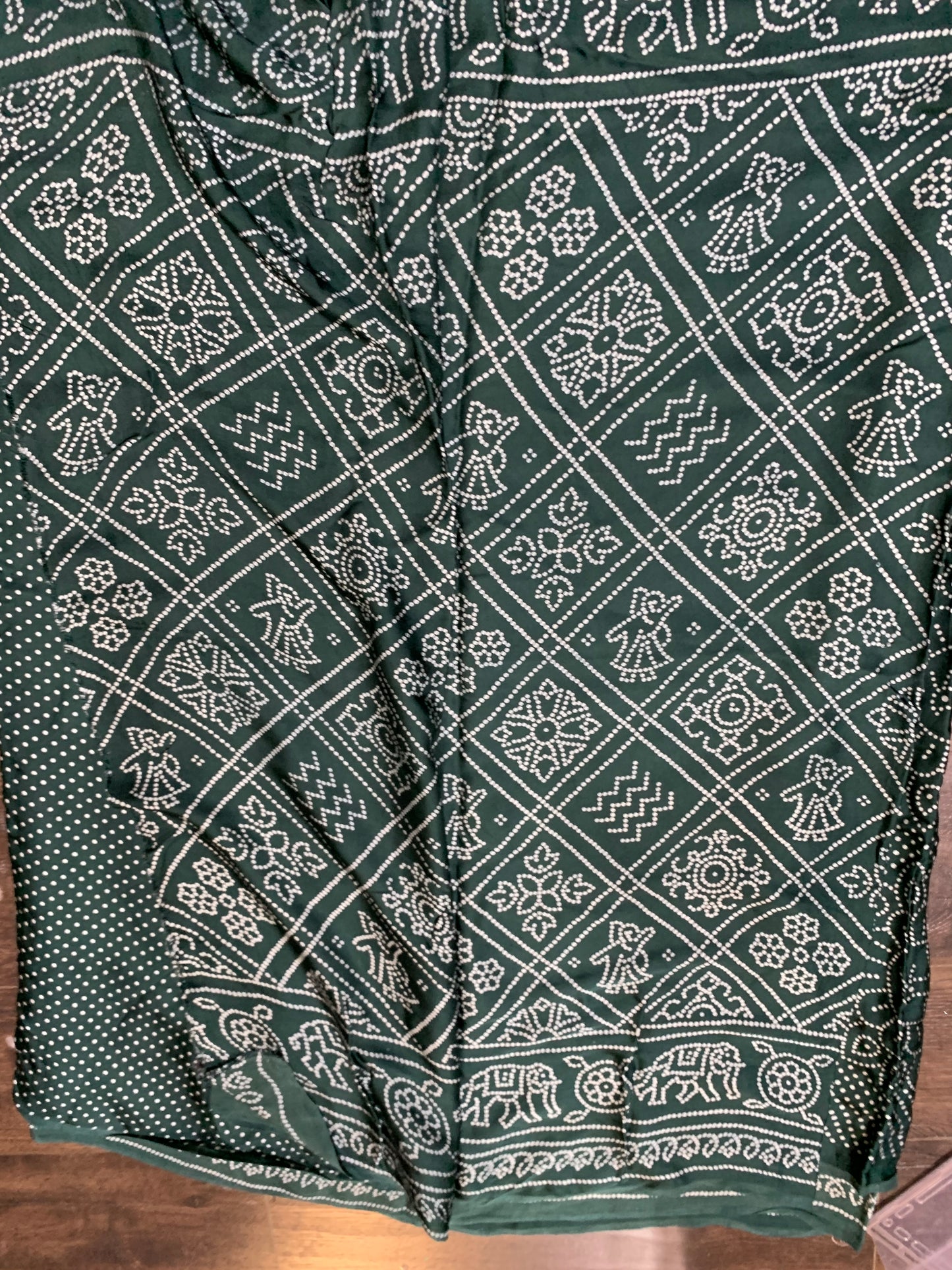 Soft modal silk saree- dark greenish