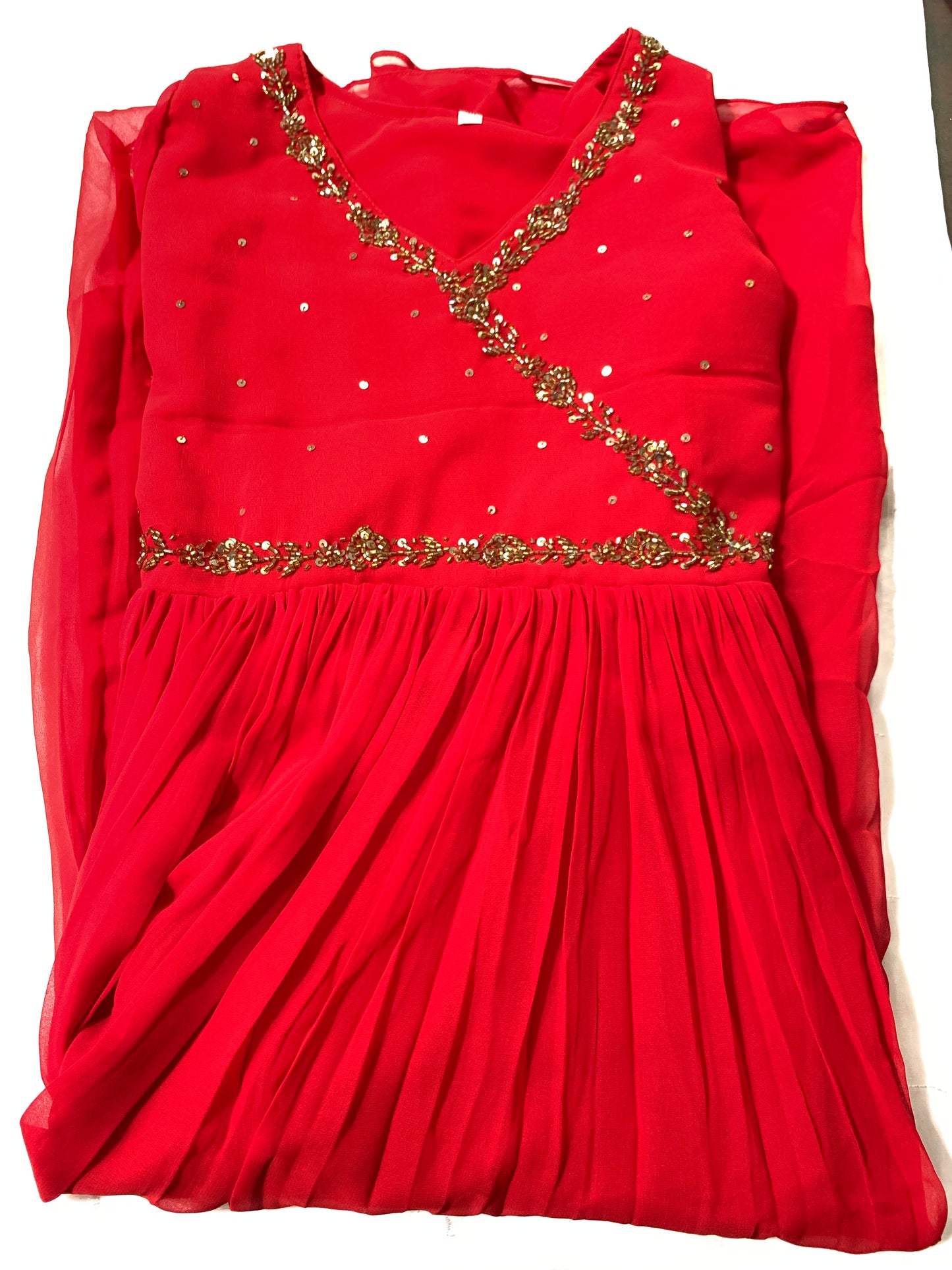 Red georgette nyla cut crystal design kurthi