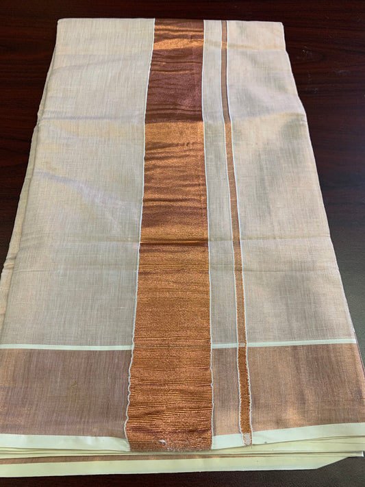 Kerala kasavu tissue cotton saree- unstitched blouse