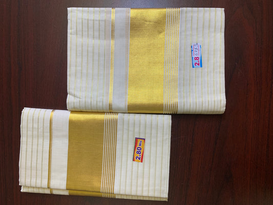 Kerala pure cotton golden blocks settu mundu