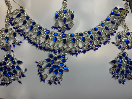 Royal blue crystal choker set