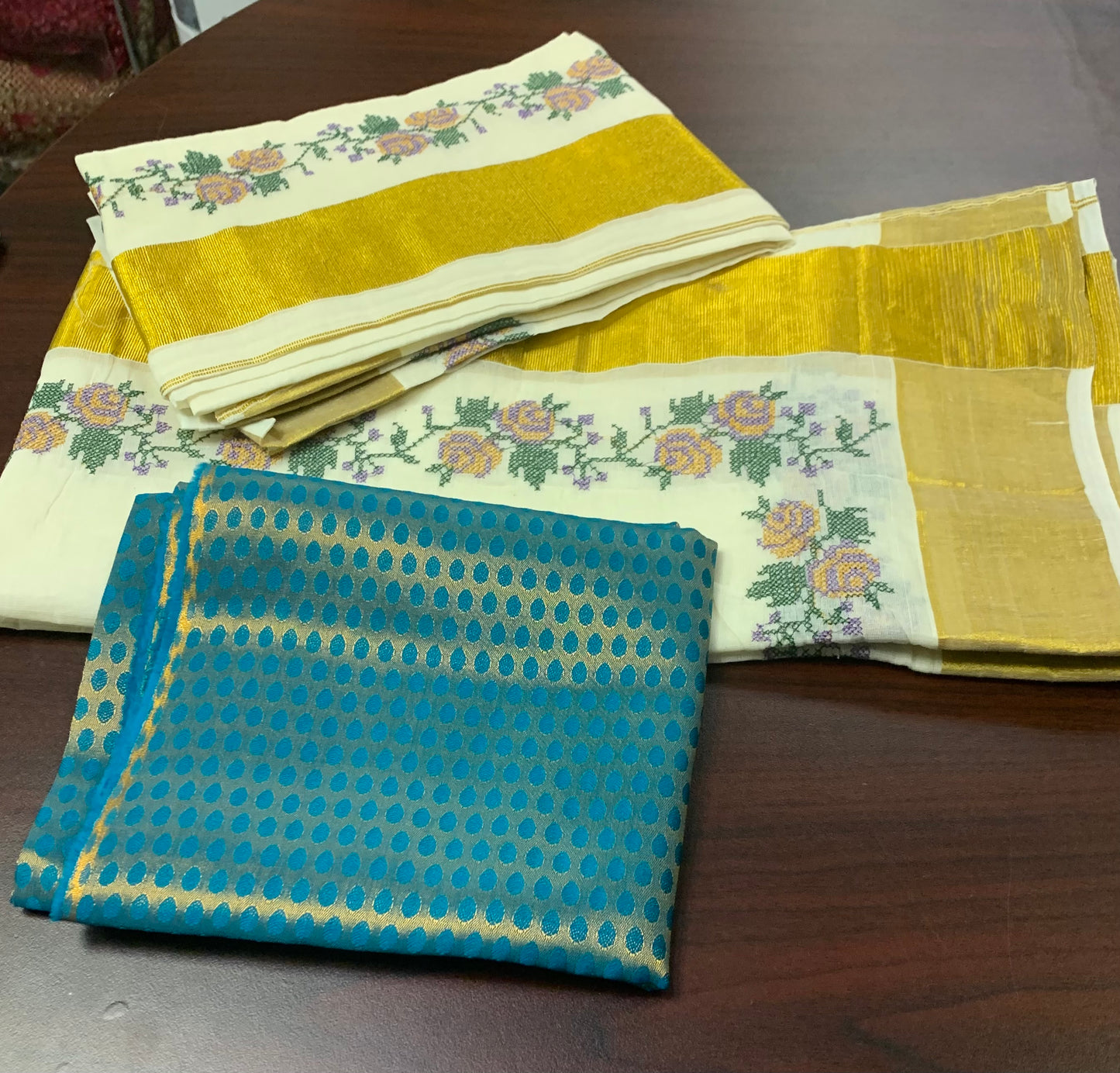 Kerala cotton settu Mundu with blouse