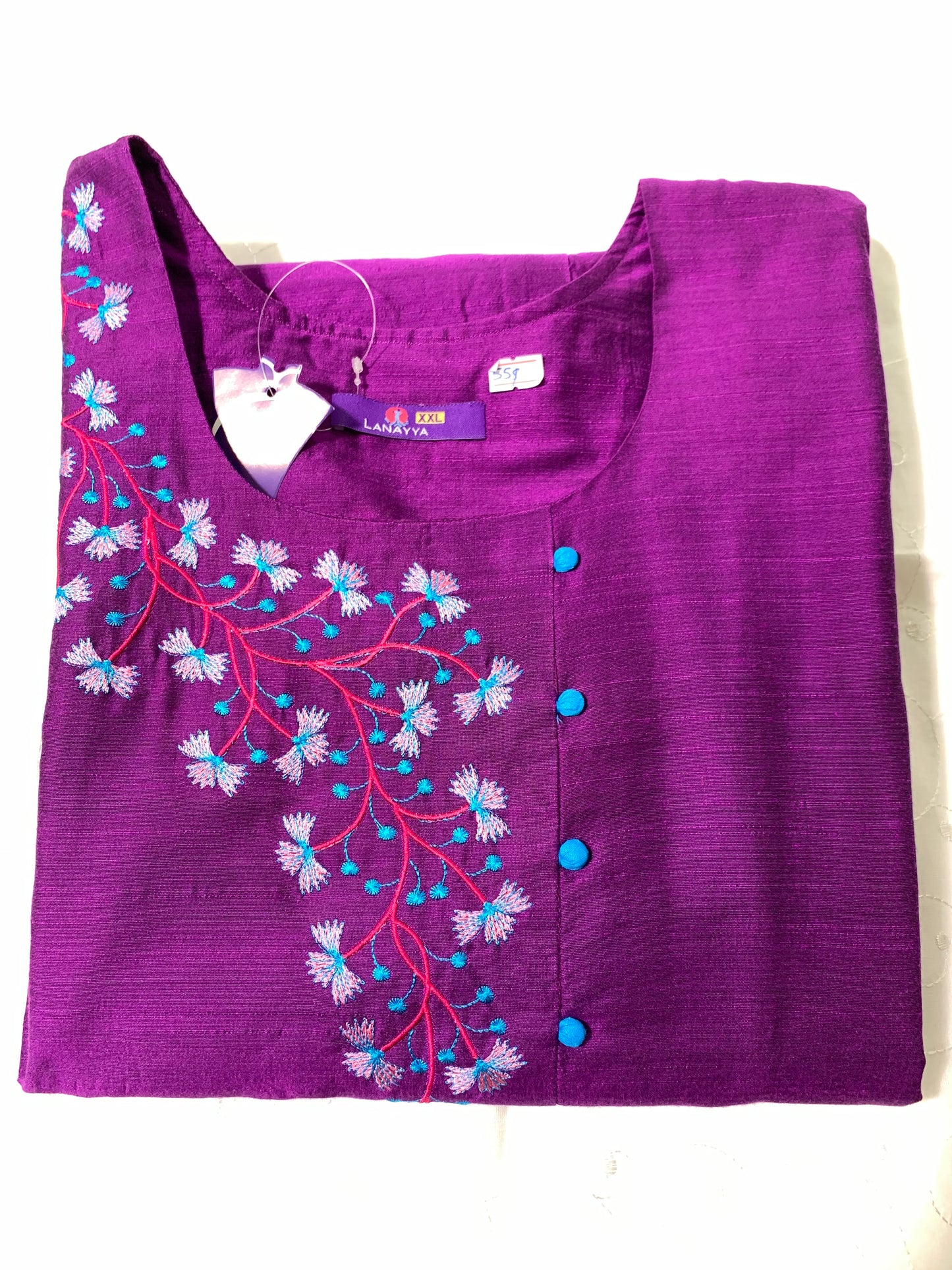 Purple floral cotton kurthi