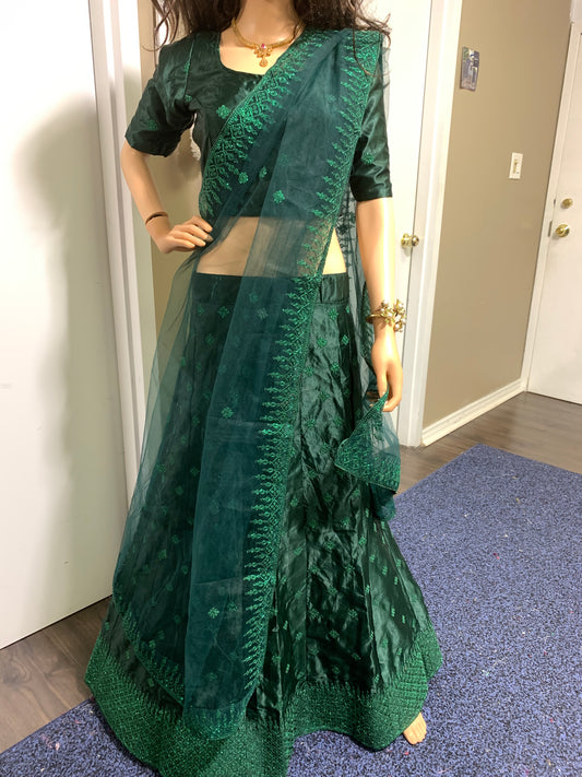 Party wear /Wedding Dark green Lehenga set