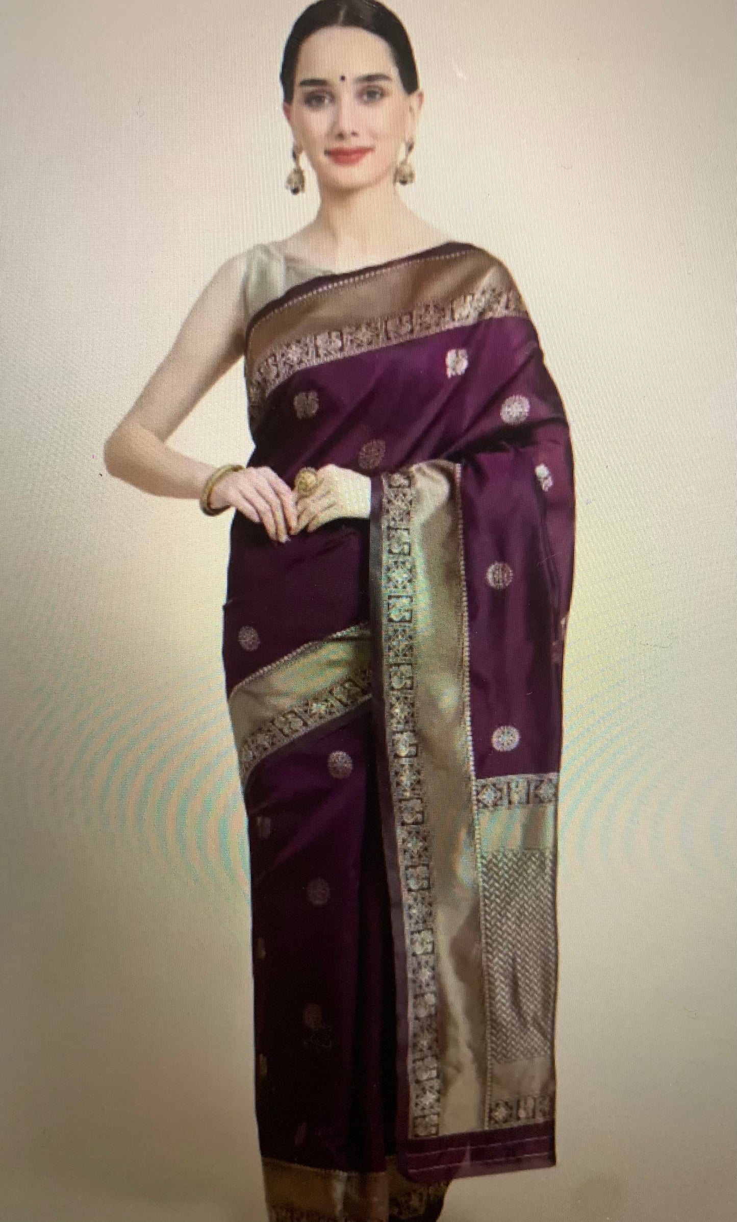 Semi Silk saree- Maroon and silver combination