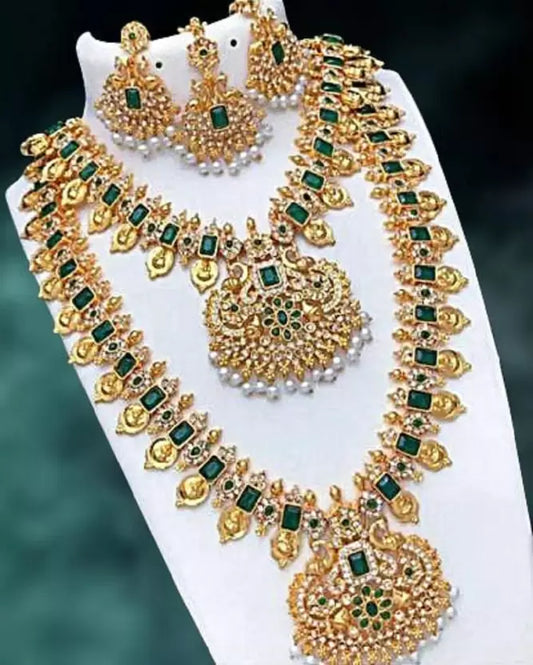 Alloy Gold-plated Green Jewel Set