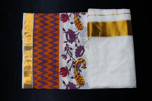 Multicolour Peacock Kerala Saree