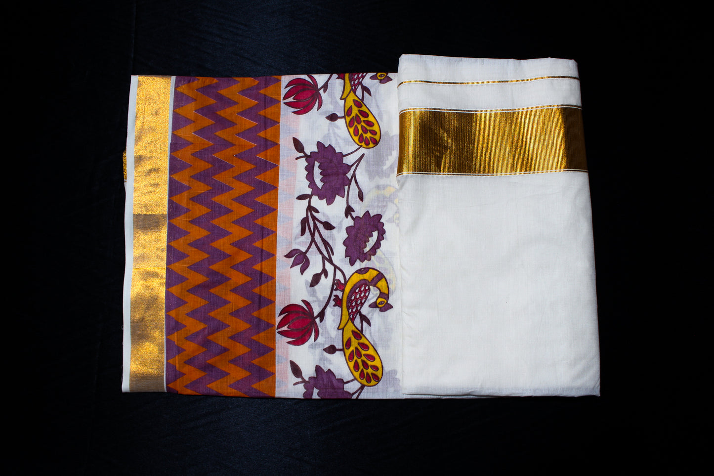Multicolour Peacock Kerala Saree