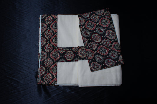 Ajrakh Patched Saree with Blouse