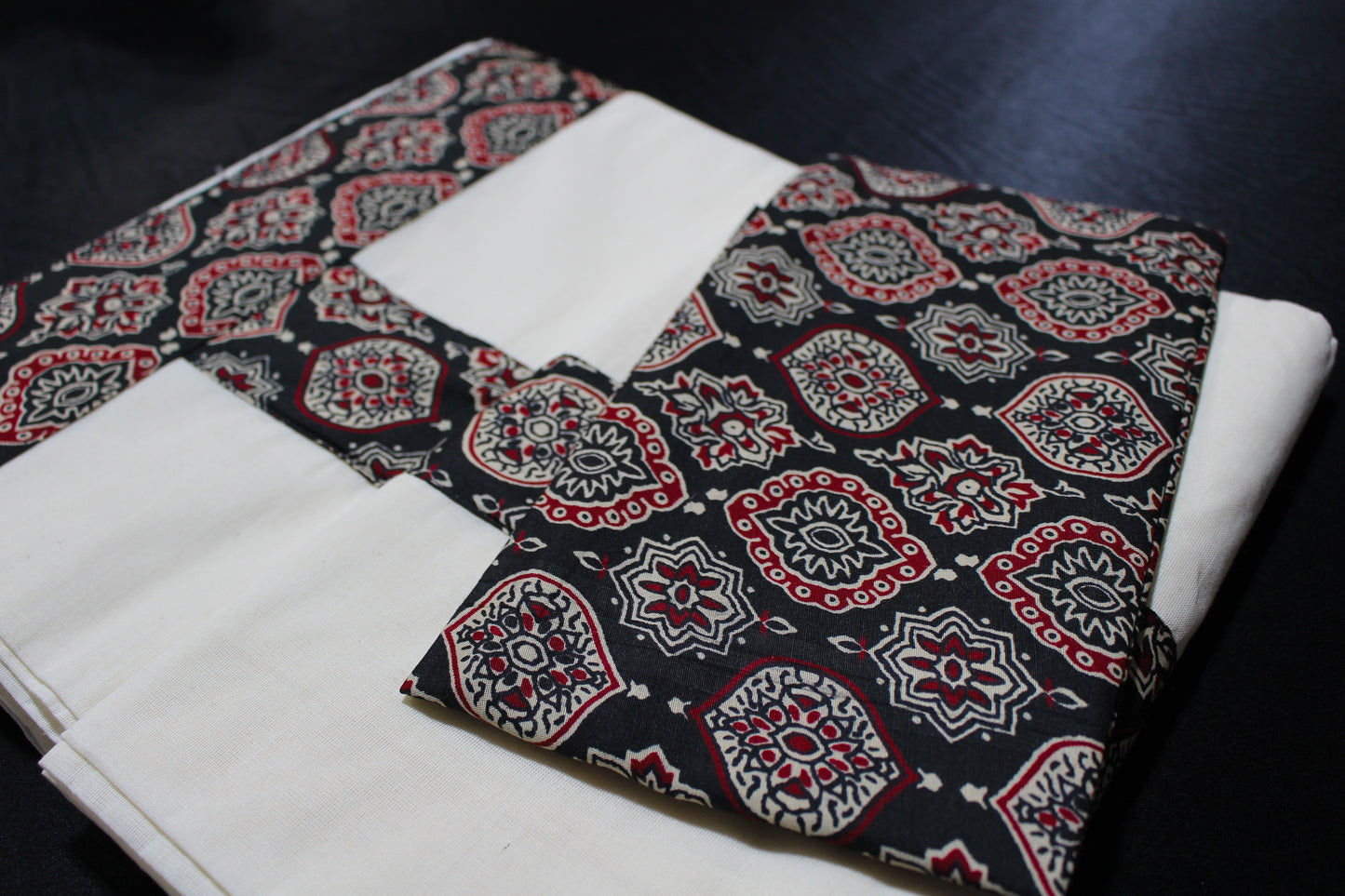 Ajrakh Patched Saree with Blouse