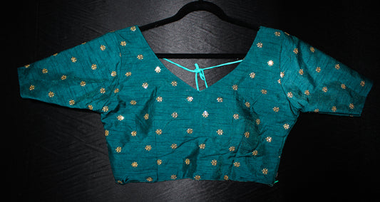 Emerald Green and Gold Blouse