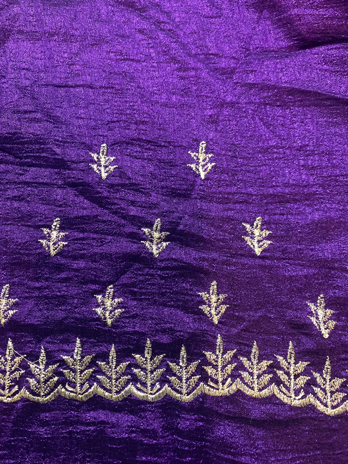 Purple Vichitra Silk saree with unstitched blouse-Purple