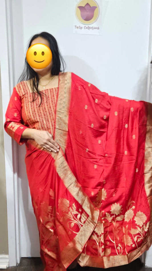 Ready to wear suit set in Red colour