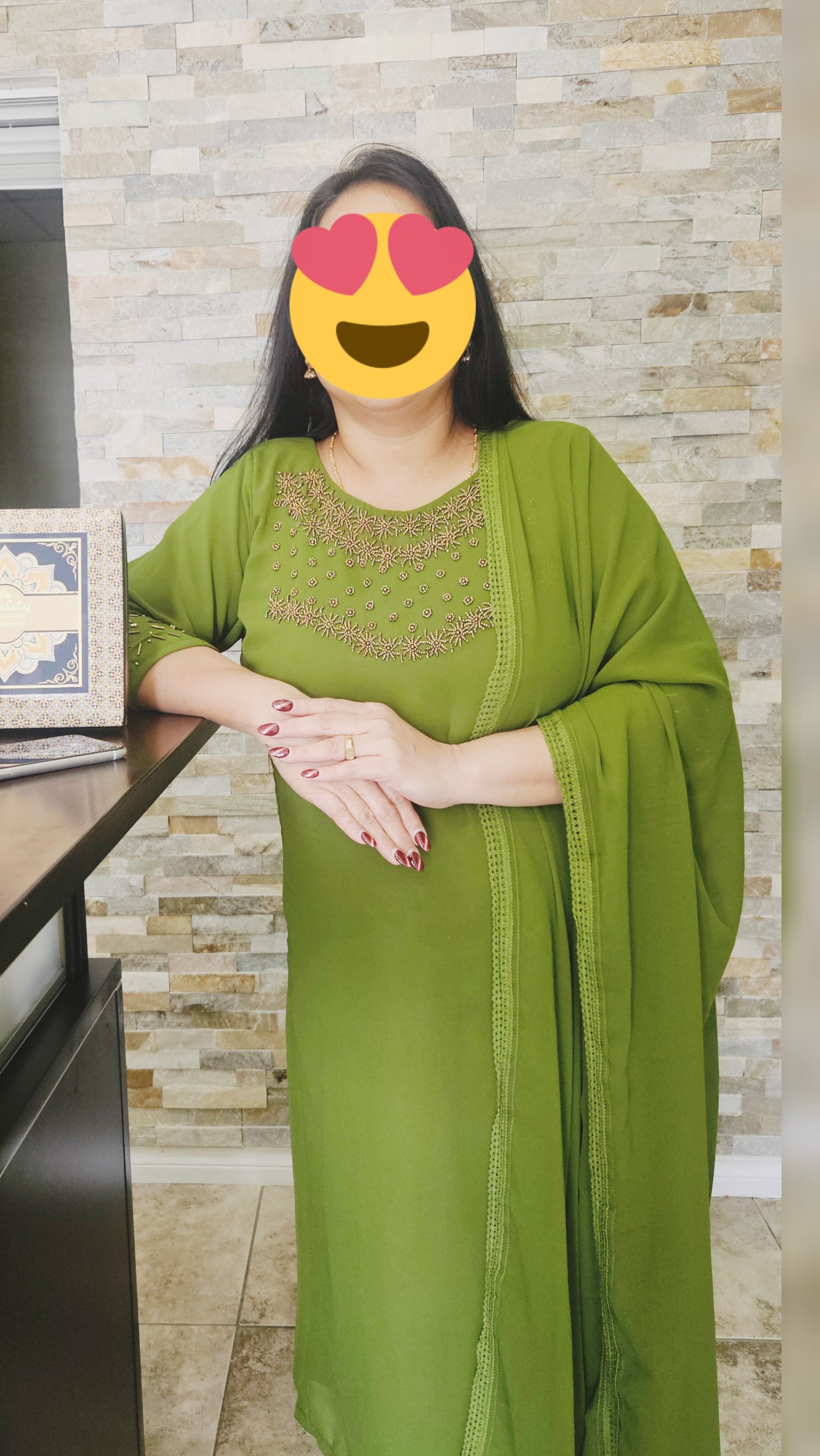 Ready made salwar/ suit 3 pc olive green