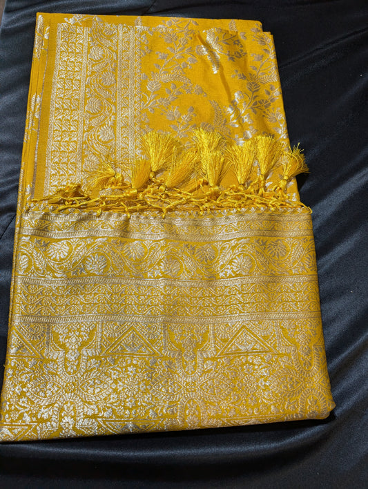Yellow banarasi saree