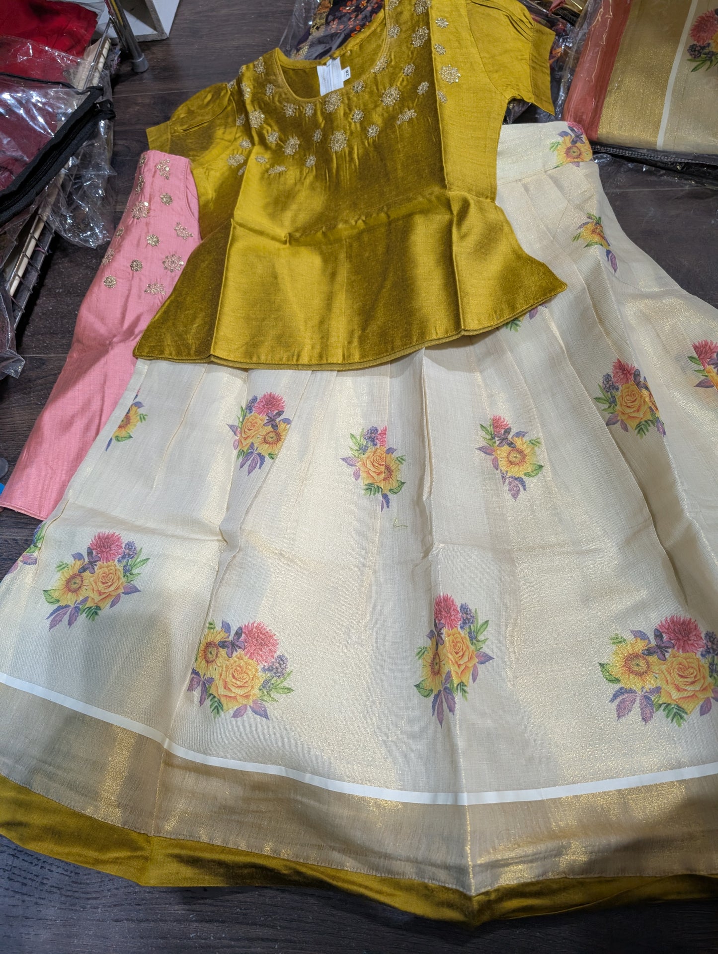 Girls onam skirt and top