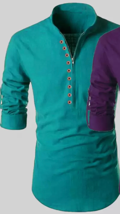 Men Straight short Kurta-Sea green