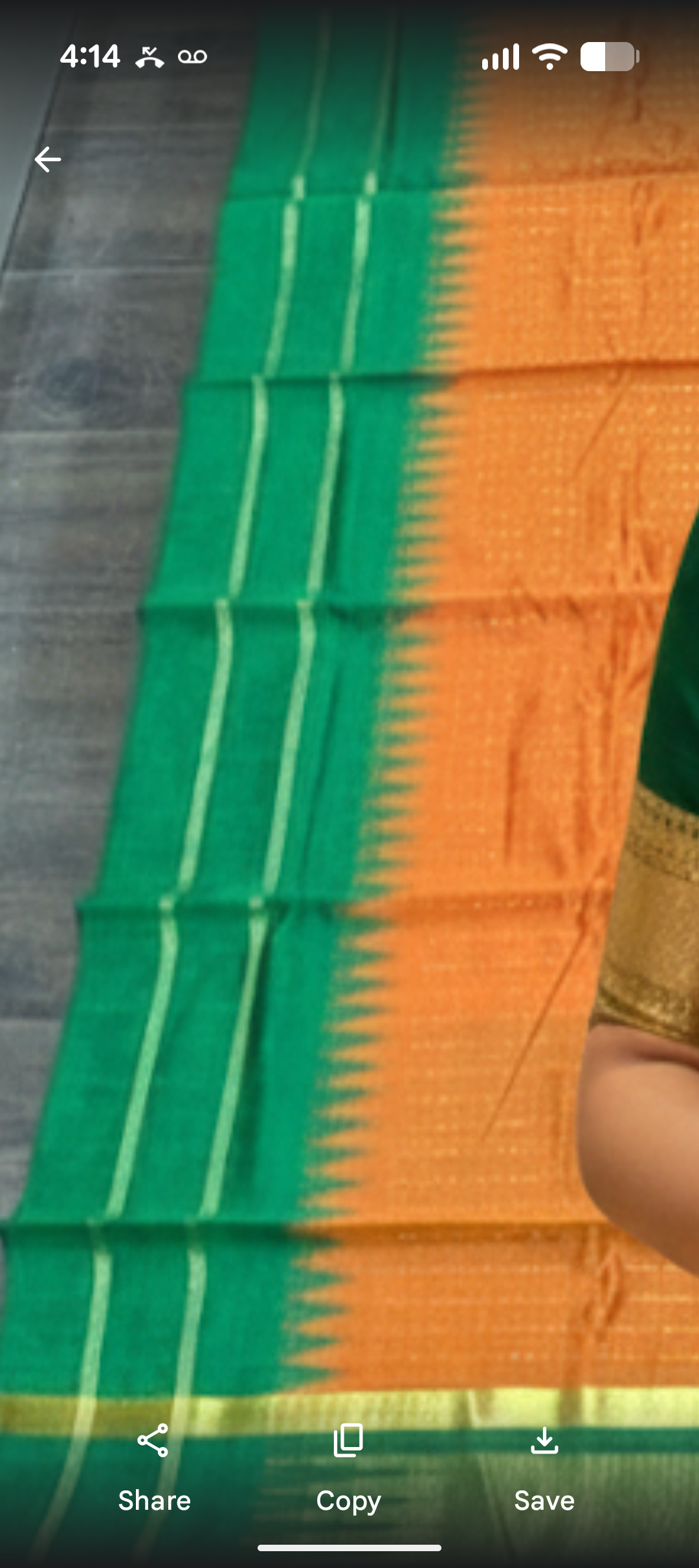 Orange and emerald green combination raw silk saree