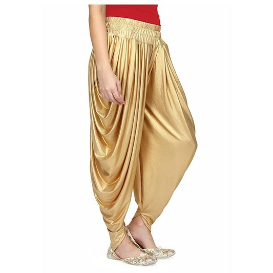 Rental Girl's Relaxed Comfortable Shimmer Dhoti Pants Yoga Fitness Active wear for Women Dance  (Golden)-(Free Size)