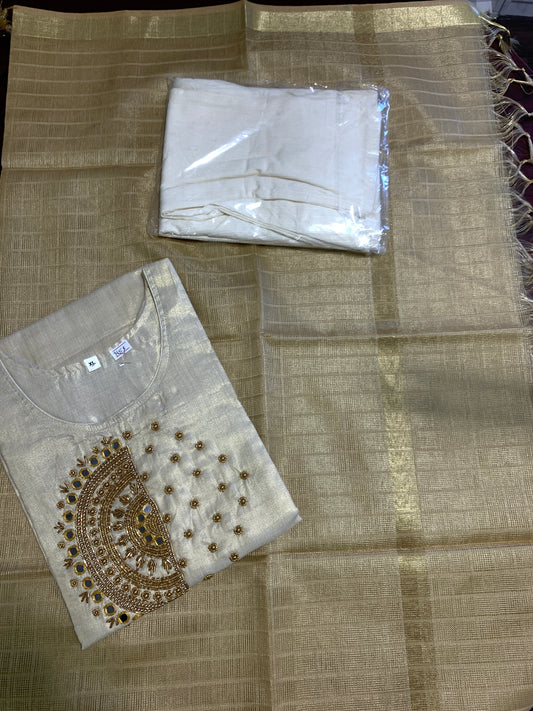 Golden Tissue 3pc churidhar set