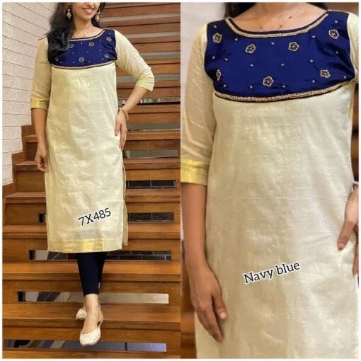 Ladies kerala golden tissue kurti