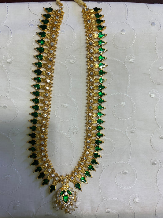 Gold long palakka necklace