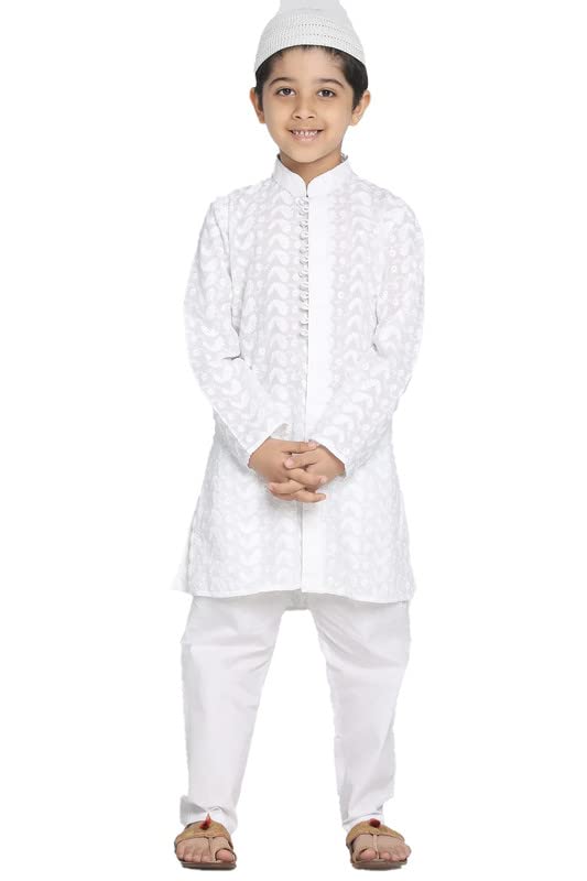 Boys White Kurta Pyjama with Comfort Cotton wear independence Day 11-12 year