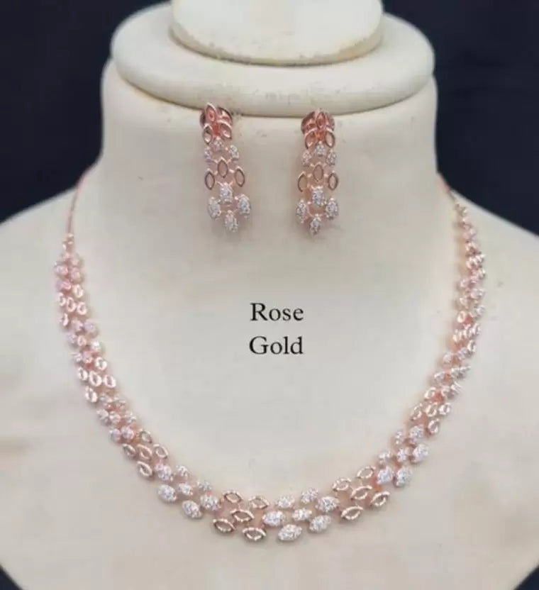 Stone Gold-plated Rose Gold Jewel Set