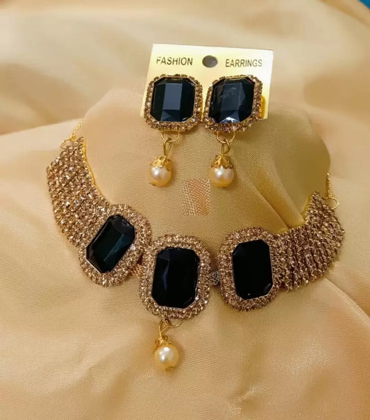 Alloy Gold-plated Black, Gold Jewel Set