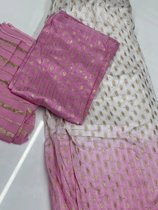 Georgette davani-Pink and white