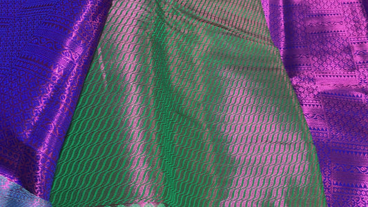 Semi silk saree in purple and blue