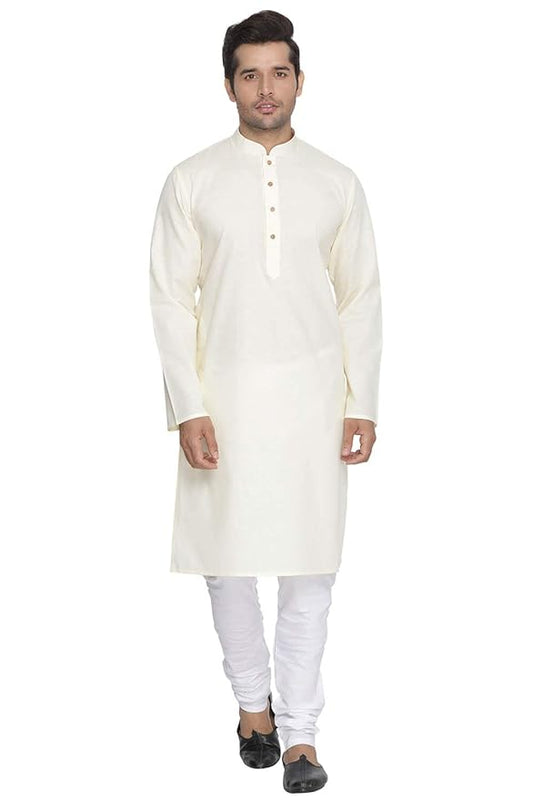 VASTRAMAY Men Light Blue Cotton Kurta and Pyjama Set