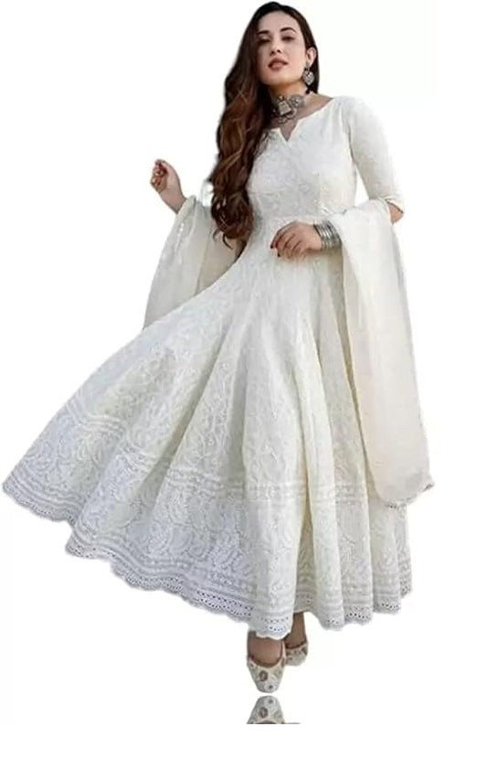 Women's  white anarkali Shirt