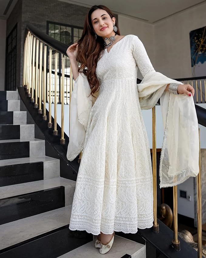 Women's  white anarkali Shirt