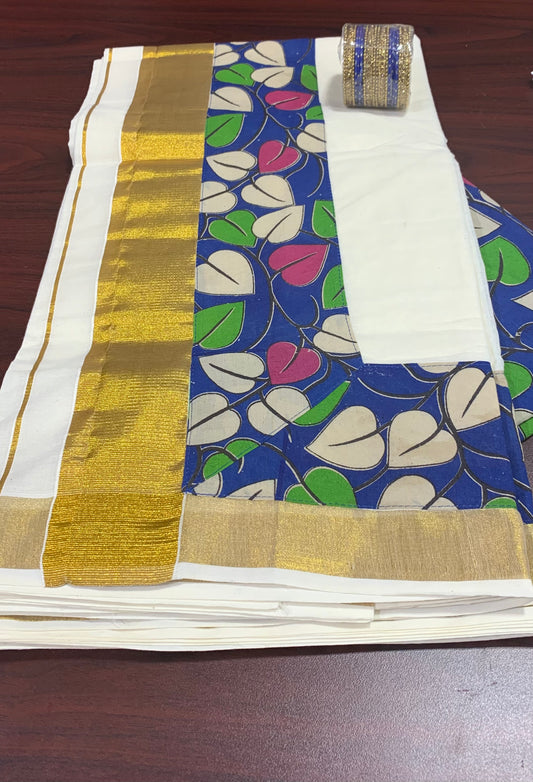 Kerala settu saree with golden kasavu border